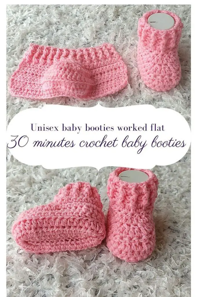 crochet baby shoes worked in rows