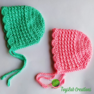 fast and easy Crochet Baby Bonnet | toyslab creations