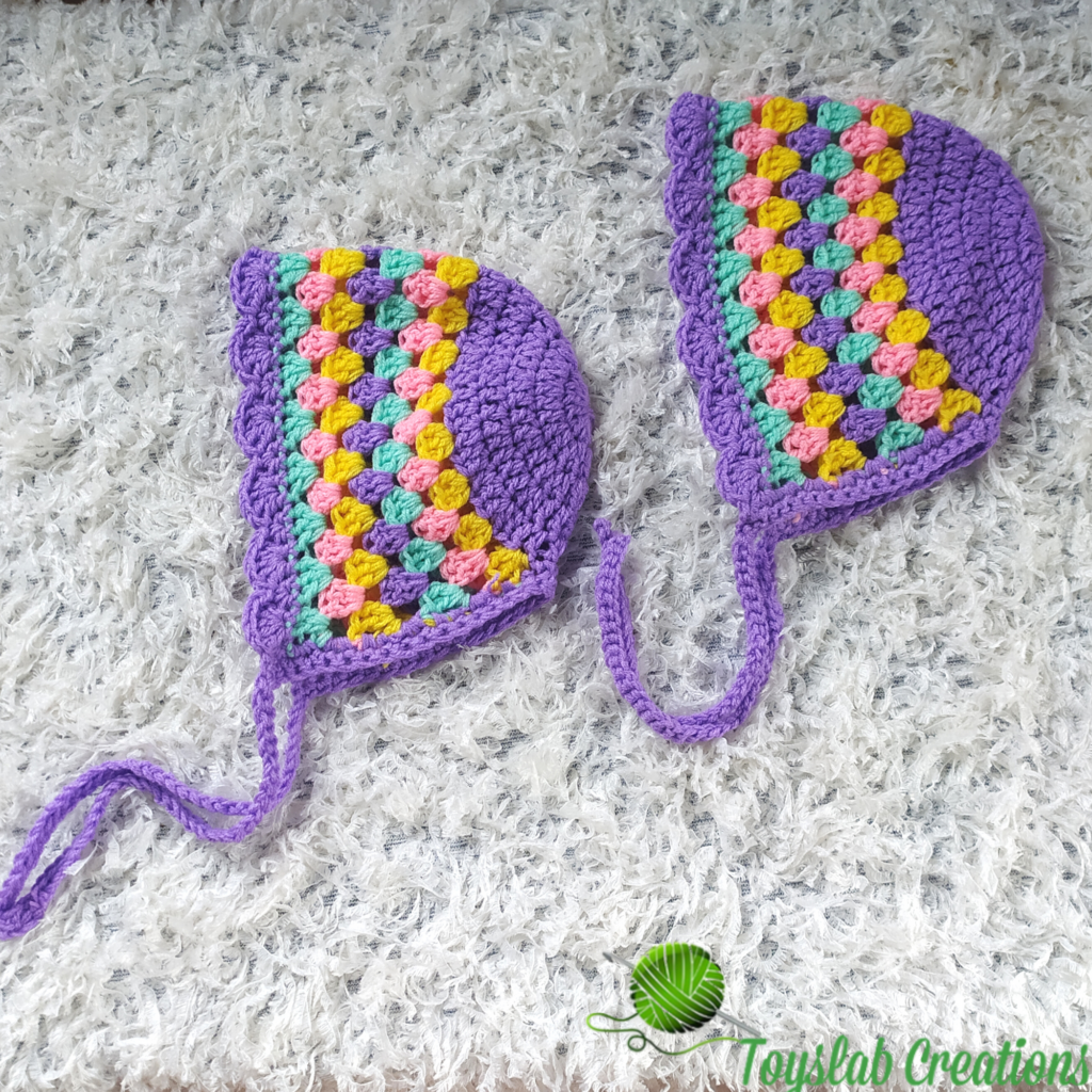 granny stripes crochet baby bonnet toyslab creations