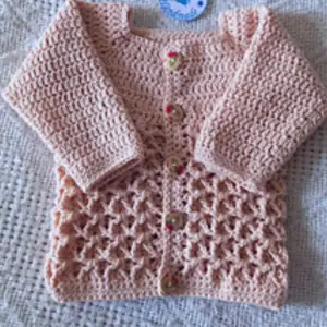 textured crochet baby cardigan
