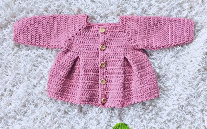 free pleated crochet baby cardigan pattern