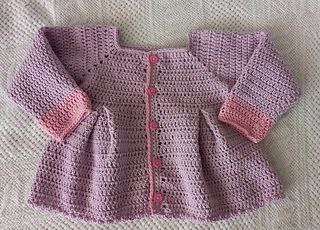 free crochet pleated baby cardigan