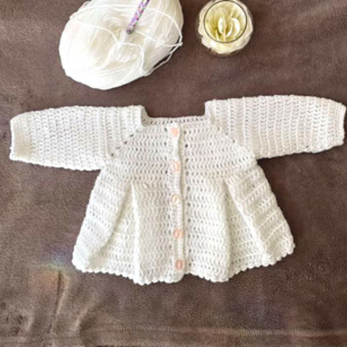 Crochet Pleated Baby Cardigan Toyslab Creations