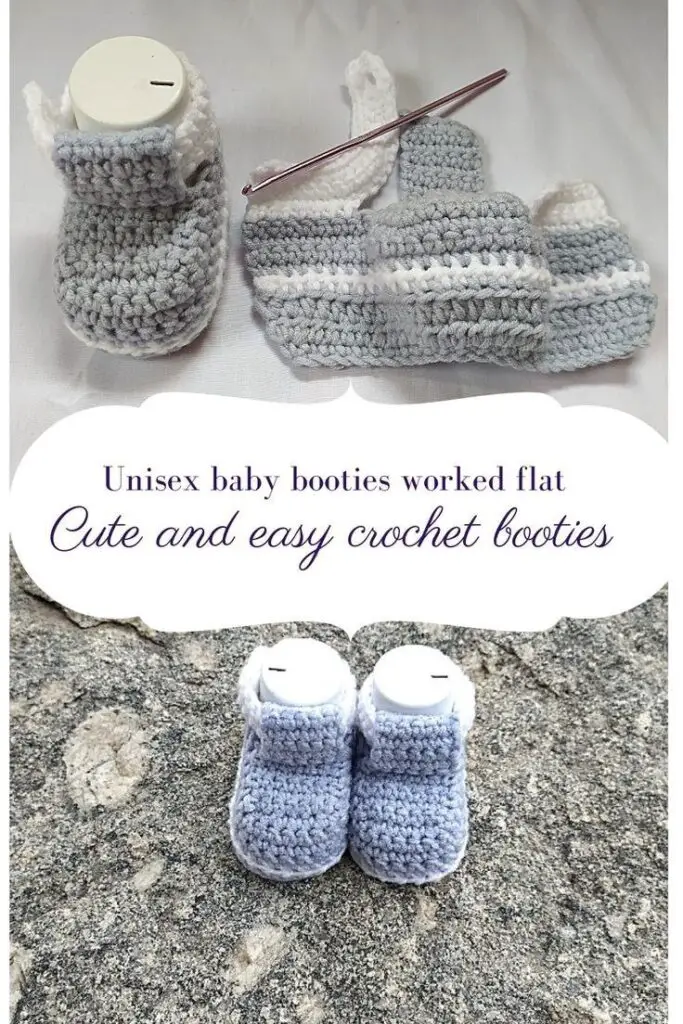 crochet baby booties worked flat