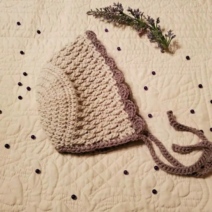 crochet alpine baby bonnet