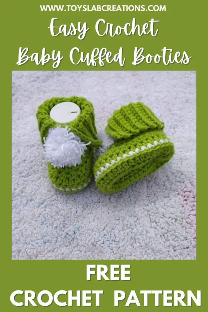 easy crochet cuffed baby booties pattern