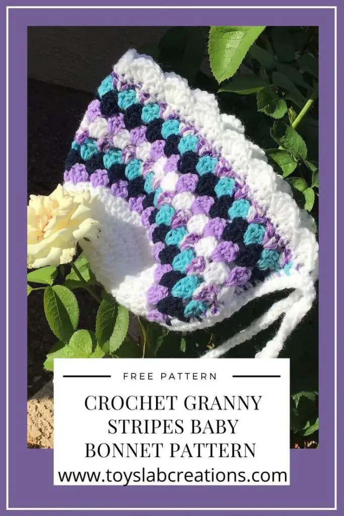 easy and fast granny stripe crochet baby bonnet pattern