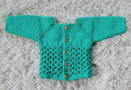 crochet textured baby cardigan