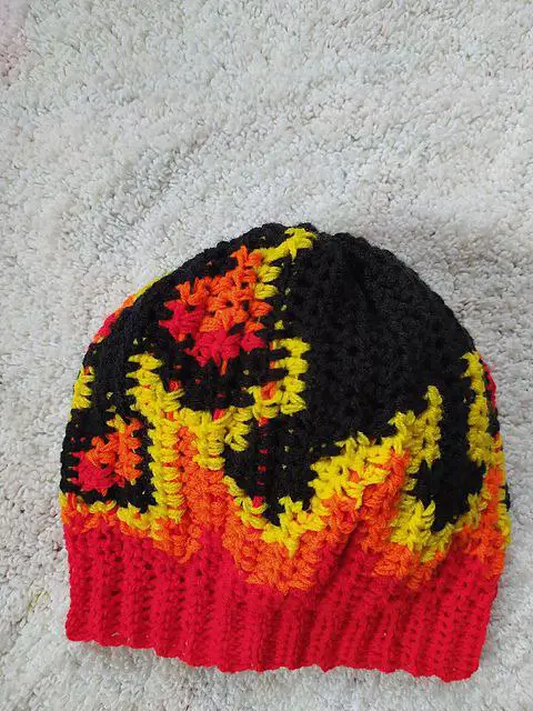 crochet beanie on fire pattern
