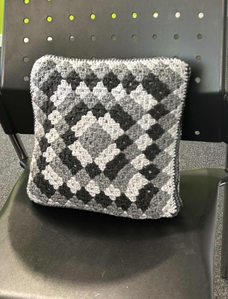 crochet granny diamond square pillow