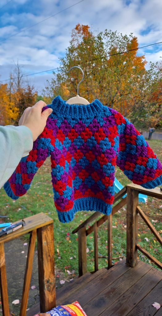 crochet granny square kids sweater