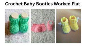 easy Crochet baby booties worked flat