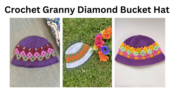 Easy crochet granny bucket hat free pattern
