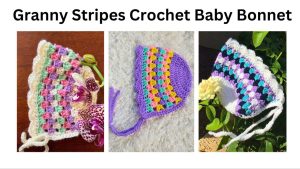 granny stripe crochet baby bonnet